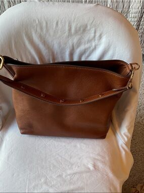 Fossil Brown Leather Shoulder Bag with Gold Hardware
